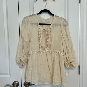 Max Studio Cream Crochet-Detail Blouse